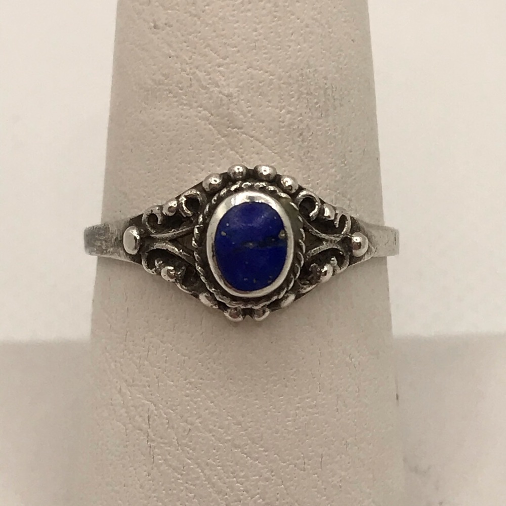 Dainty Sterling Silver Ring w/ Blue Stone